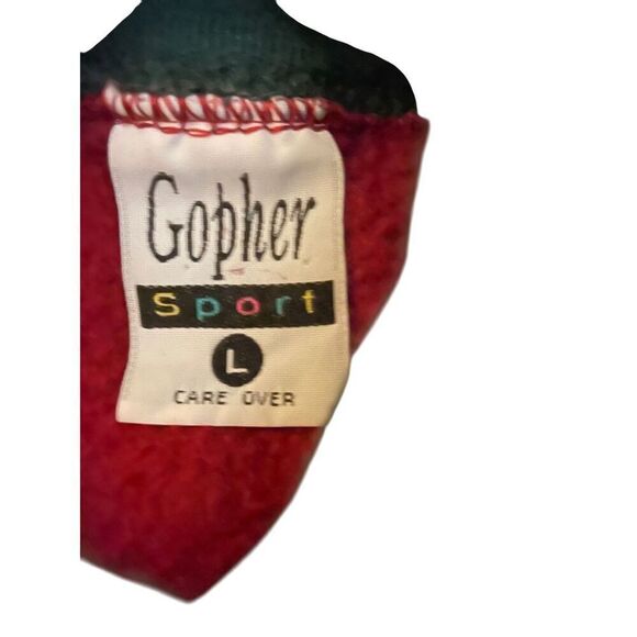 Gopher Sport Vintage 80’s/90’s Country Farm Style Red With Green Turtleneck Pull - Picture 10 of 12